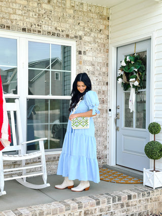 Blue Hydrangea Midi Dress - Southern Roots & Boots
