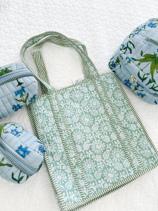 The Southern Bloom Travel Trio Quilted Cosmetic Bags (Set of 3)