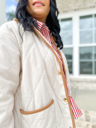 Carmichael Cream & Brown Quilted Jacket - Magnolia & Pine