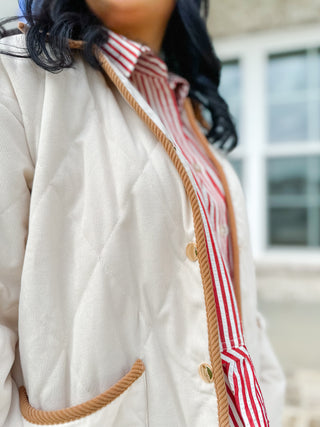 Carmichael Cream & Brown Quilted Jacket - Magnolia & Pine