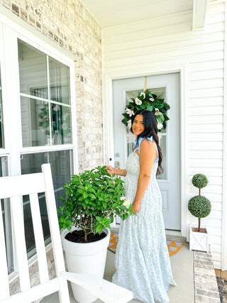 Something Blue Floral Tiered Maxi Dress - Southern Roots & Boots