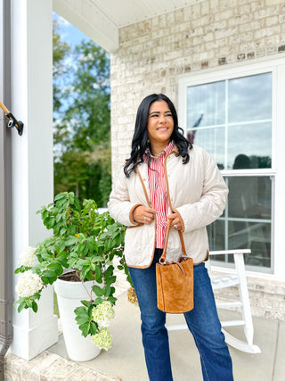 Carmichael Cream & Brown Quilted Jacket - Magnolia & Pine