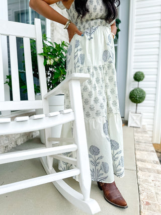 Charleston Garden- Navy & Cream Floral Maxi Dress - Southern Roots & Boots