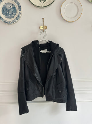 Black Leather Jacket With Hood