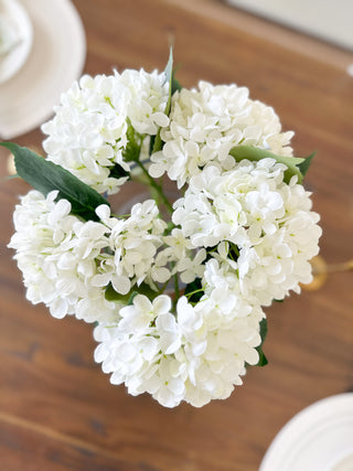 White Faux Hydrangea Stems (Set of 3)