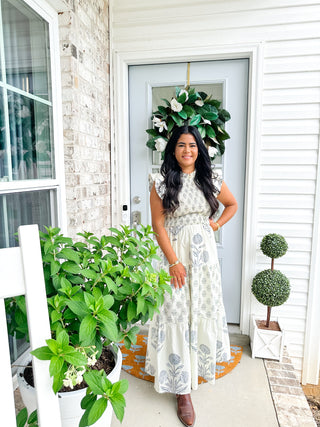 Charleston Garden- Navy & Cream Floral Maxi Dress - Southern Roots & Boots