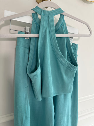 Aqua Tank & Wide Leg Pant Lounge Set - Magnolia & Pine