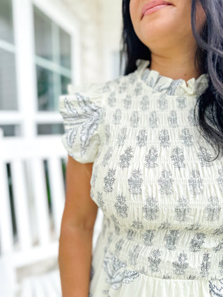 Charleston Garden- Navy & Cream Floral Maxi Dress - Southern Roots & Boots