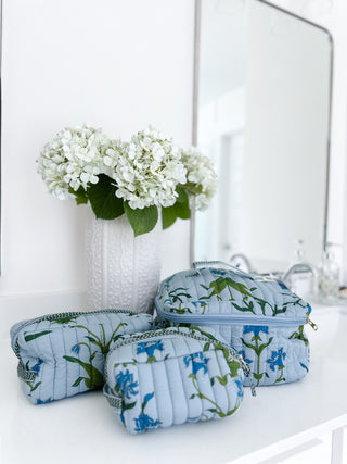 The Southern Bloom Travel Trio Quilted Cosmetic Bags (Set of 3)