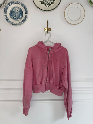 Washed Pink Zip Up Jacket