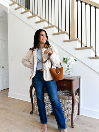 Carmichael Cream & Brown Quilted Jacket - Magnolia & Pine