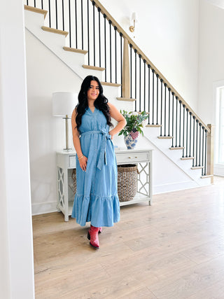 Homeland Denim Sleeveless Midi Dress - Southern Roots & Boots