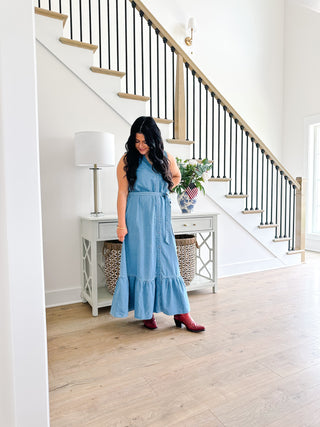 Homeland Denim Sleeveless Midi Dress - Southern Roots & Boots