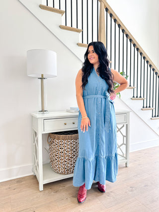 Homeland Denim Sleeveless Midi Dress - Southern Roots & Boots