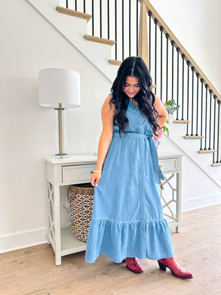 Homeland Denim Sleeveless Midi Dress - Southern Roots & Boots