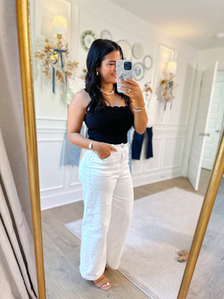 Pearl Club White Wide Leg Jeans
