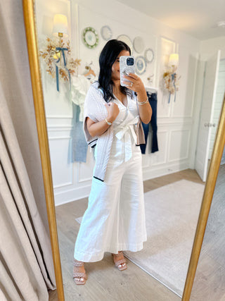 Georgia on My Mind White Faux Wrap Jumpsuit