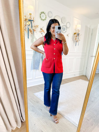 Sweet As Cherry Pie Red Sleeveless Vest