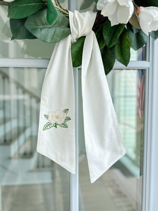 Magnolia & Pine Embroidered Wreath Sash - Southern Roots & Boots