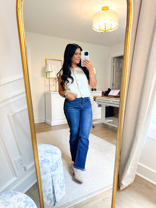 Magnolia White Vest with Gold Pearl Buttons
