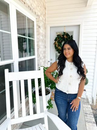 Magnolia White Vest with Gold Pearl Buttons