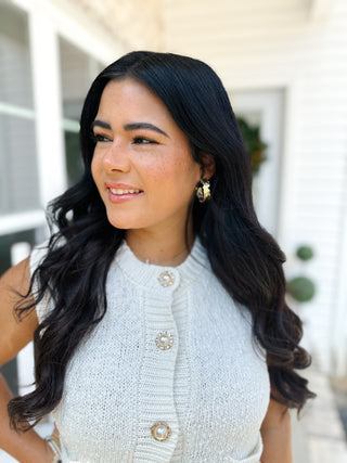 Magnolia White Vest with Gold Pearl Buttons