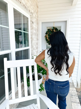 Magnolia White Vest with Gold Pearl Buttons