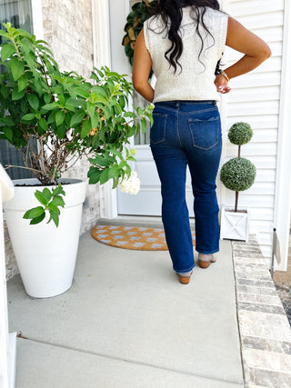 Blue Ridge Denim Dark Wash High Rise Crop Straight Jeans