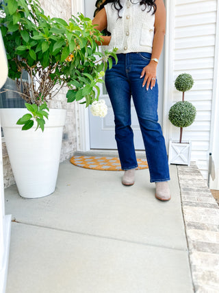 Blue Ridge Denim Dark Wash High Rise Crop Straight Jeans
