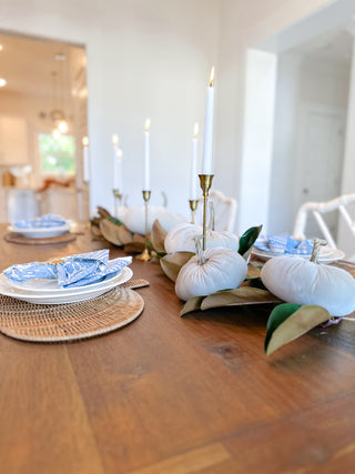 Blue Willow Blue & White Block Print Napkin Cloth Napkins (Set of 4) - Magnolia & Pine