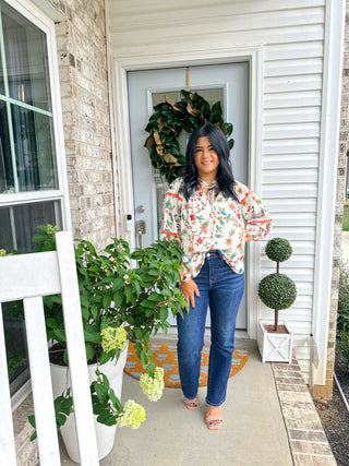 Autumn Bloom Top Floral Printed Smocked Blouse - Magnolia & Pine