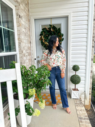 Autumn Bloom Top Floral Printed Smocked Blouse - Magnolia & Pine