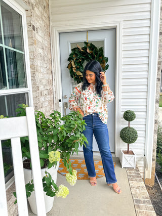 Autumn Bloom Top Floral Printed Smocked Blouse - Magnolia & Pine