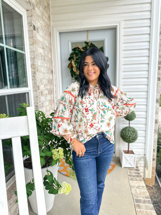 Autumn Bloom Top Floral Printed Smocked Blouse - Magnolia & Pine
