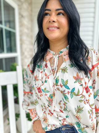 Autumn Bloom Top Floral Printed Smocked Blouse - Magnolia & Pine