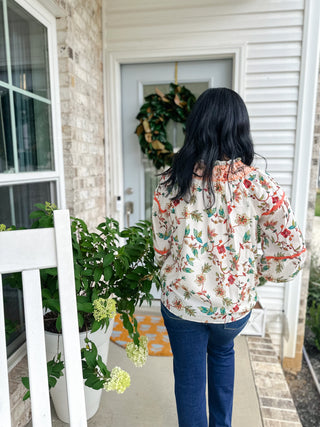Autumn Bloom Top Floral Printed Smocked Blouse - Magnolia & Pine