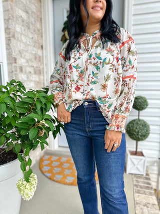 Autumn Bloom Top Floral Printed Smocked Blouse - Magnolia & Pine