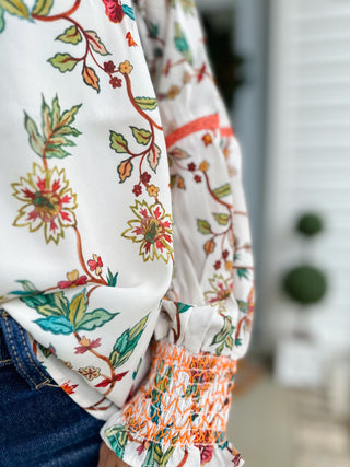 Autumn Bloom Top Floral Printed Smocked Blouse - Magnolia & Pine