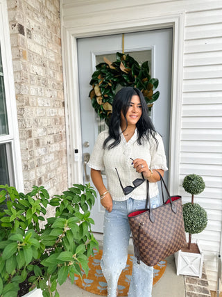 Jackie White Ruffle Hem Tweed Jacket - Magnolia & Pine
