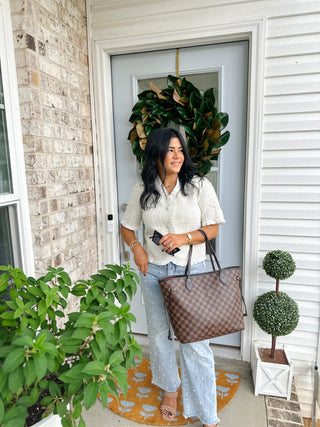 Jackie White Ruffle Hem Tweed Jacket - Magnolia & Pine