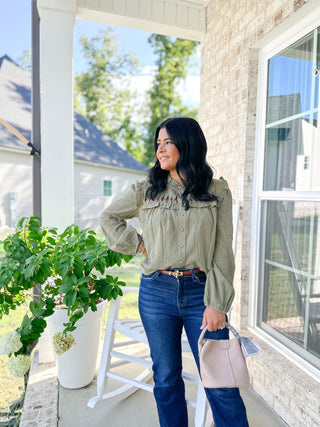 Willowford Olive Button Down Blouse - Magnolia & Pine