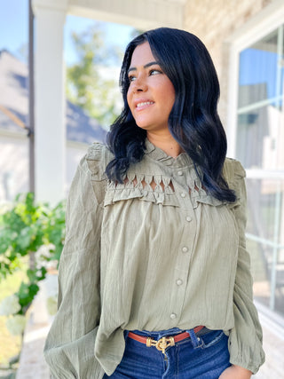 Willowford Olive Button Down Blouse - Magnolia & Pine