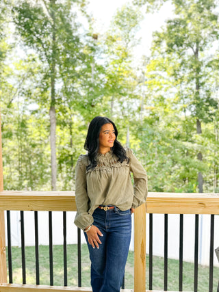 Willowford Olive Button Down Blouse - Magnolia & Pine