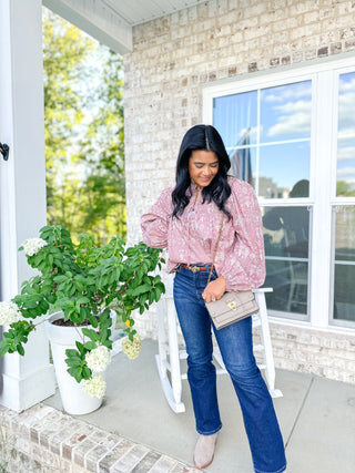 Rosehill Smocked Tie Blouse - Magnolia & Pine