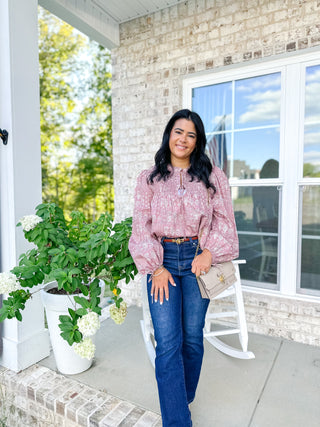 Rosehill Smocked Tie Blouse - Magnolia & Pine
