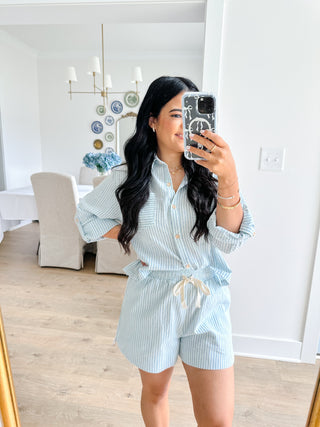 Seaside Blue and White Striped Linen Set - Southern Roots & Boots