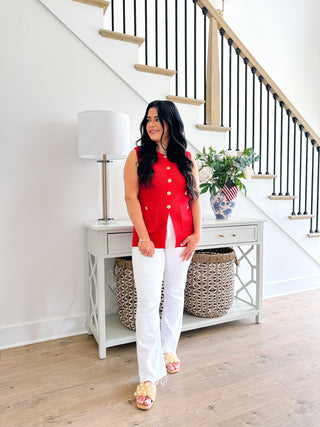 Sweet As Cherry Pie Red Sleeveless Vest - Southern Roots & Boots