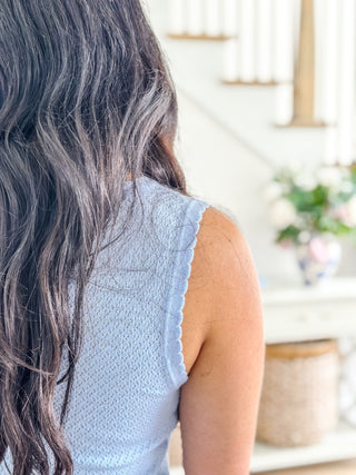 Sweet Bluebell Powder Blue Scallop Knit Tank - Southern Roots & Boots