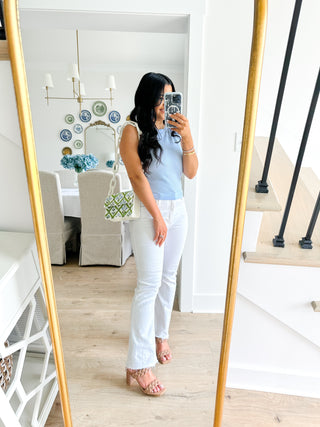 Sweet Bluebell Powder Blue Scallop Knit Tank - Southern Roots & Boots