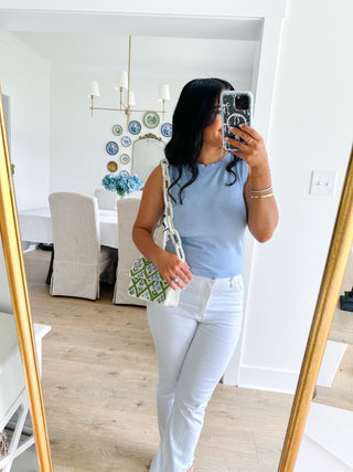 Sweet Bluebell Powder Blue Scallop Knit Tank - Southern Roots & Boots